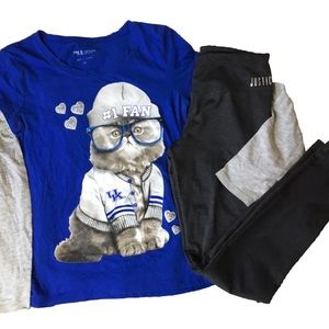 JUSTICE Girls size 12 UK 1 FAN SHIRT LEGGINGS OUTFIT